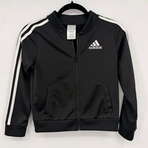 Adidas Kids Black Track Jacket Full Zip 3 Stripe Size S 7/8